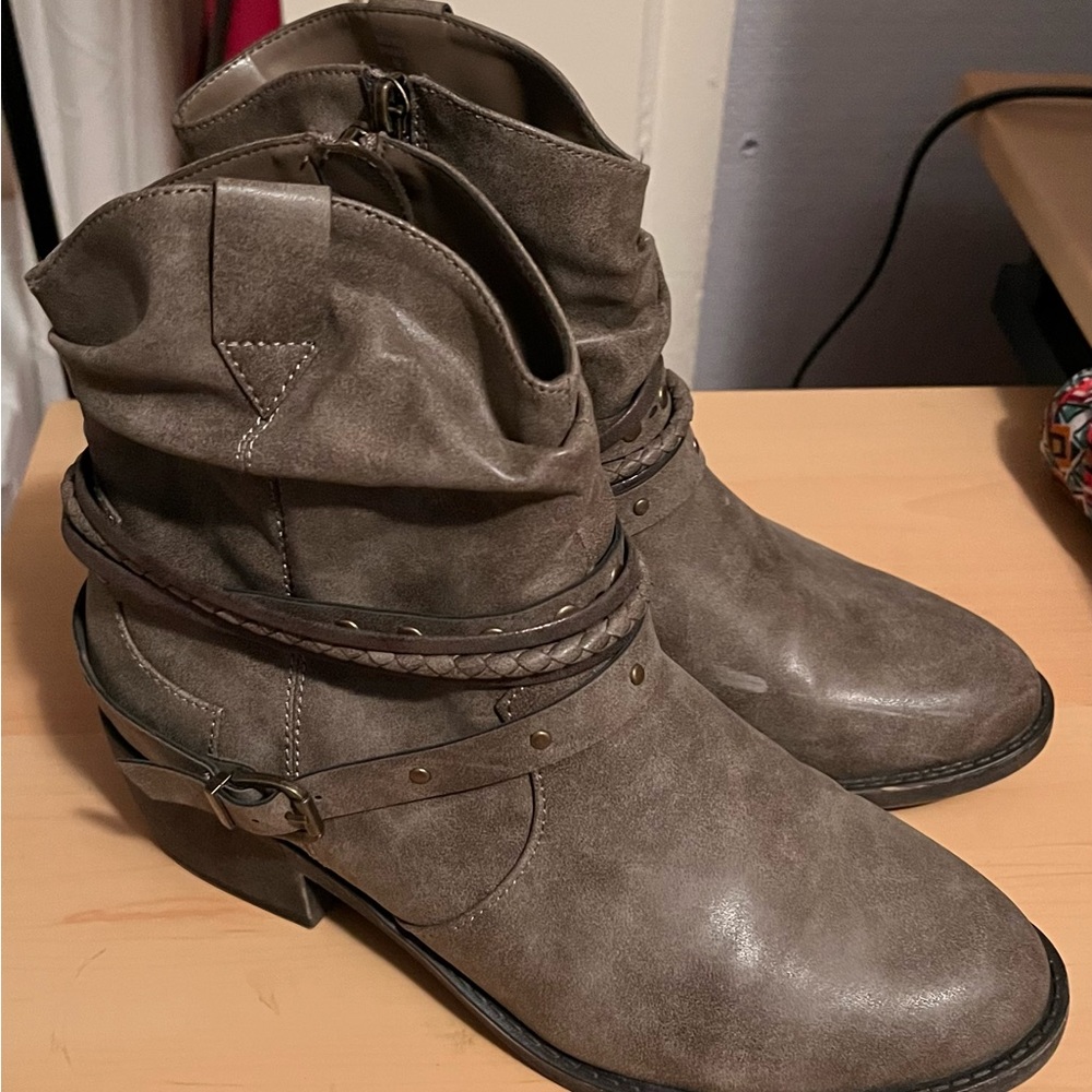 Grey Western Ankle Boots